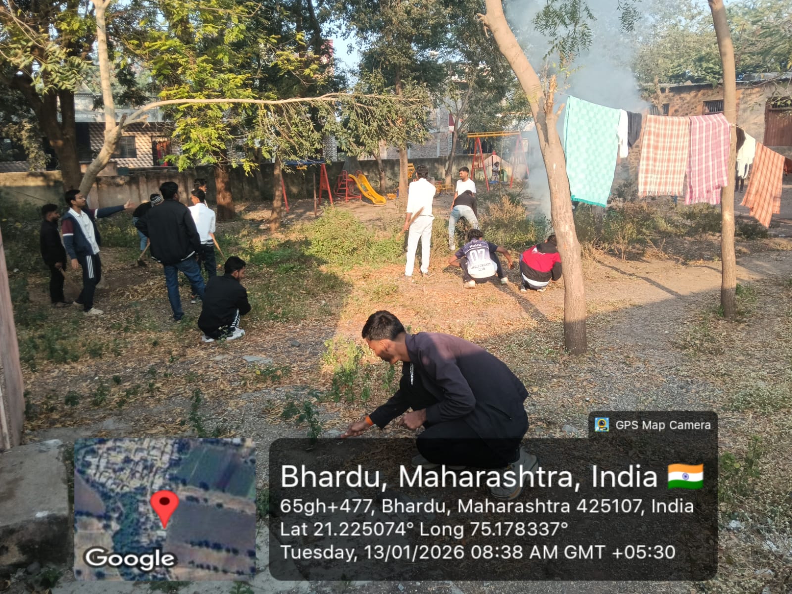 On 13th January 2026, the camp began with morning prayer and yoga practice. This was followed by a cleanliness drive in the ????? of Zilla Parishad Primary School, Bhardu.